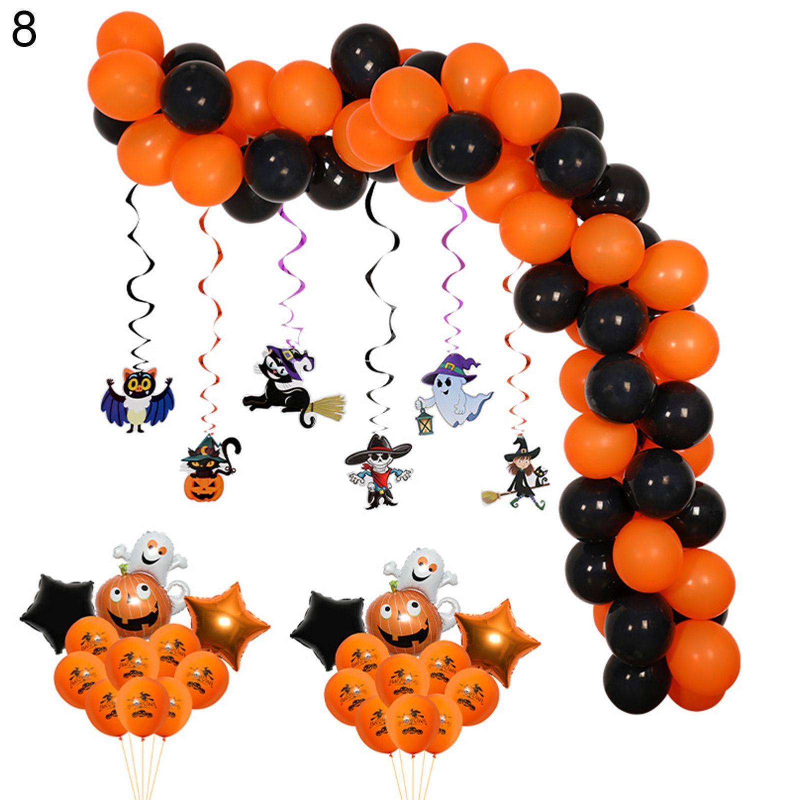1 Set Halloween Balloon Arch Decorative Wide Application Long Lasting Easy Install Balloon Garland Kit for Party