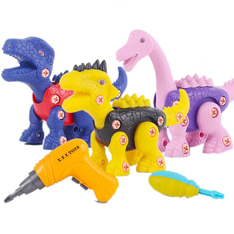 Take Apart Dinosaur Toys Simulation Educational Assembly Toy with Electric Drill Diy Construction Set for Kids Gift(B)