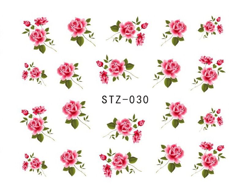 1pc Hot Design Water Transfer Sticker Beauty Rose Floral Butterfly Charm Girl Decal Slider Manicure Nail Art Decoration TRSTZ052