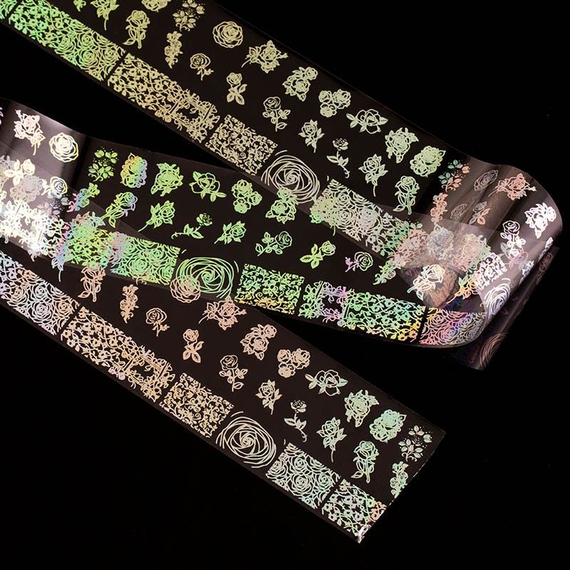 Laser   Nail Foils Mixed Designs Nail Art Water Transfer Stickers Holographic Paper Decals Manicure Nail Decor