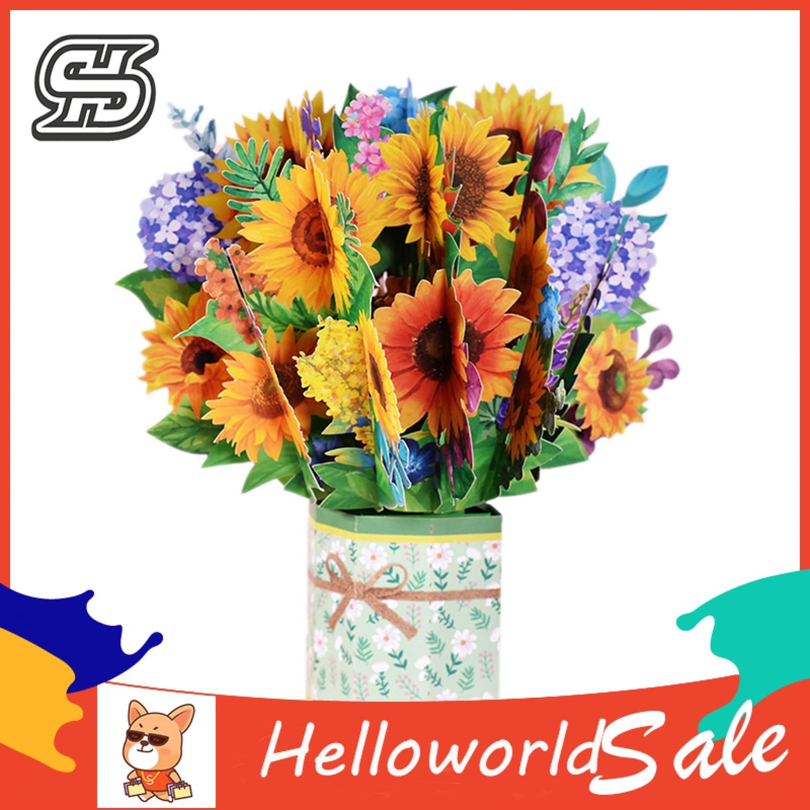 HelloWorld Flower Greeting Card Anti-scratch Thank You Flower Bouquet Card