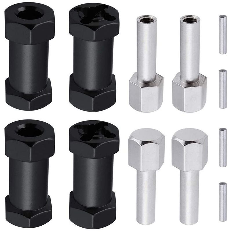 Suitable for 1/10RC Washer 12mm Hexagon Drive Hub Combiner Aluminum 25mm Offset Extension 4 Pcs Black