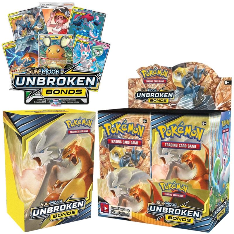 324Pcs Pokemon TCG: Sun & Moon Unbroken Bonds Booster Display Box (36 Packs) Trading Card Game Toys