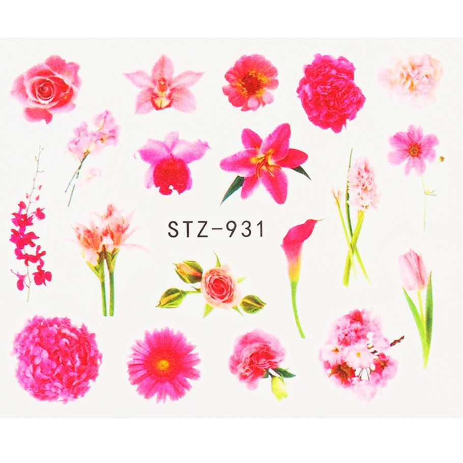 Flower Red Rose Nail Sticker Watercolor Floral Water Transfer Slider Tattoo Manicure Winter Nail Art Decor Decal CHSTZ930-969