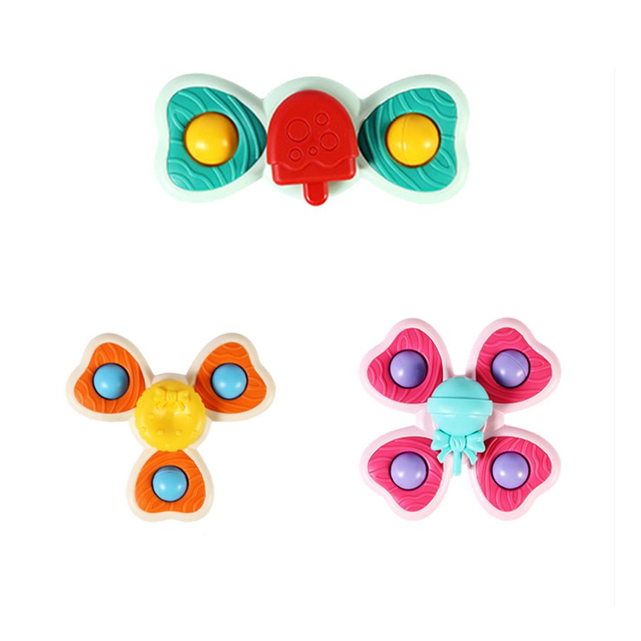 3Pcs/Set Baby Bath Toy Rotating Early Learning Smooth Edge Spin Sucker Spinning Top Toy for Infant Accessories