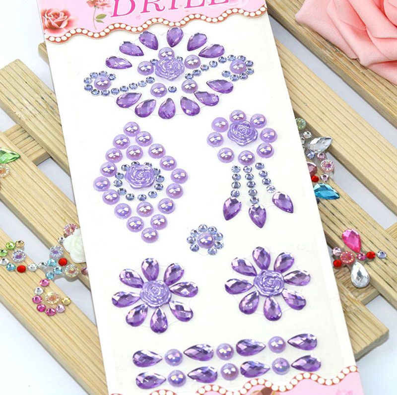 DIY Decal Mobile/Pc Art Crystal Diamond Bling Rhinestone Self Adhesive Stickers Pearl Flower Decal Sticker Toys for Children GYH