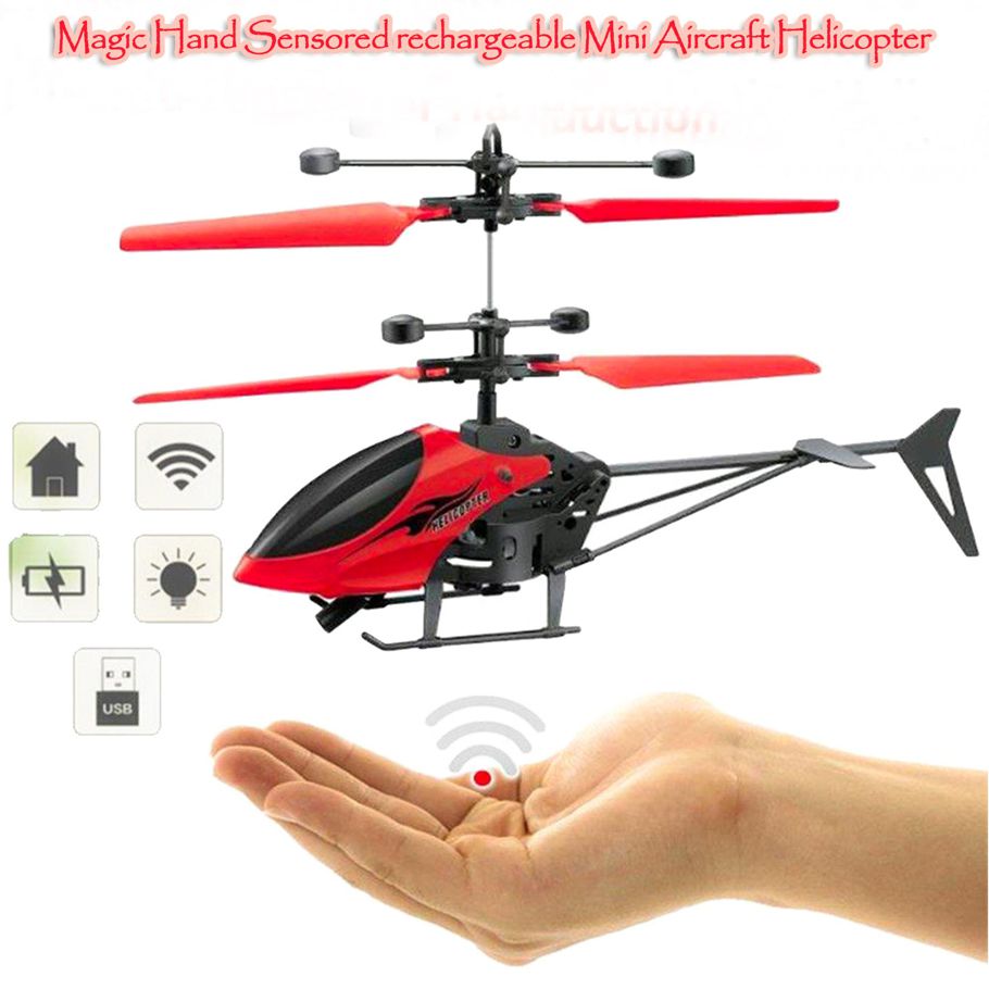 Magic Hand Sensored rechargeable Mini Aircraft Helicopter RED BLUE LED Kids Toy Gift
