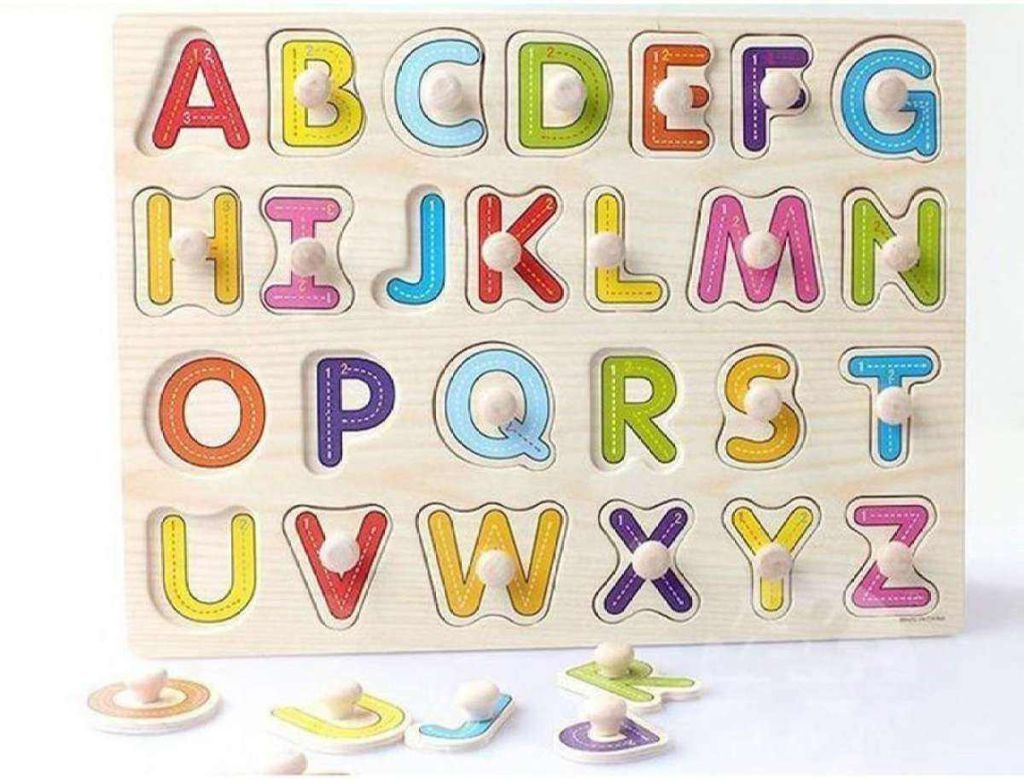 Kid Early Educational Toys Baby Hand Grasp Wooden Puzzle Toy Alphabet Digit Learning Education Wood Jigsaw Baby Gift 31cm
