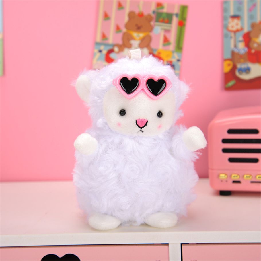 Plush Doll Adorable Sheep Plush Doll with Bowknot Glasses