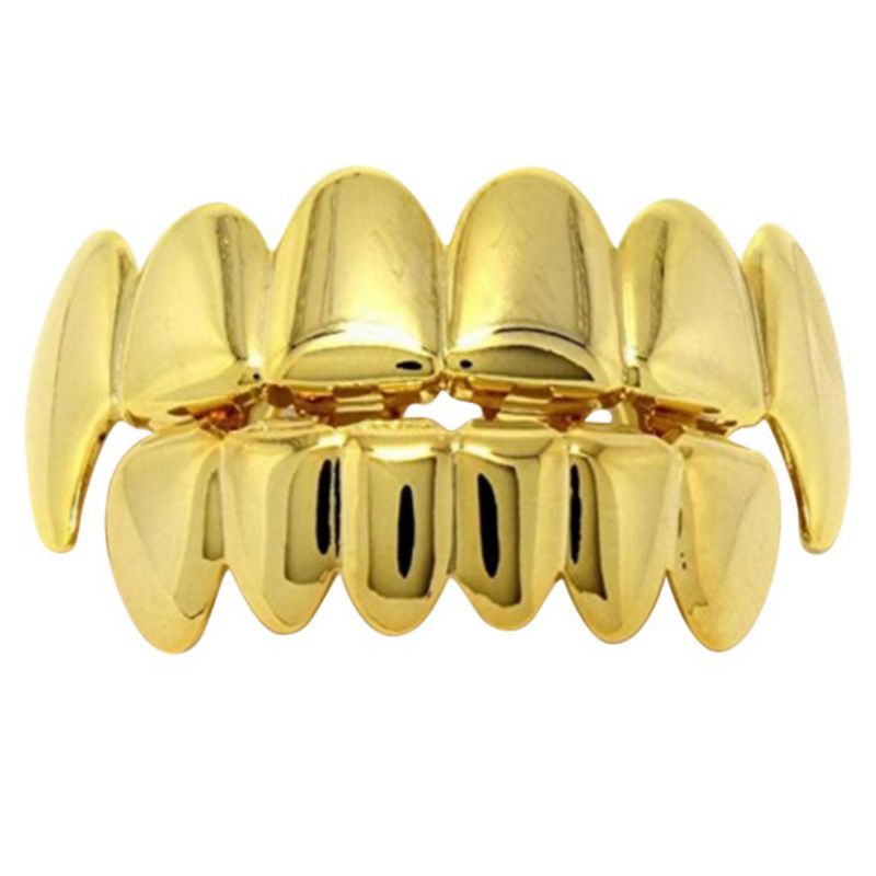 Gold Men and Women Unisex Fashion Hip Hop Teeth Grillz  Quality Jewelry Decorate Copper Teeth Braces Halloween decorative braces ， Hip hop braces
