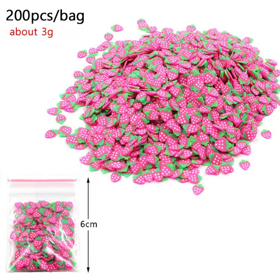 200Pcs Slime Addition Soft Fruit Slices for Charms Beads DIY Nail Mobile Beauty Powder in Slime Supplies Sprinkles