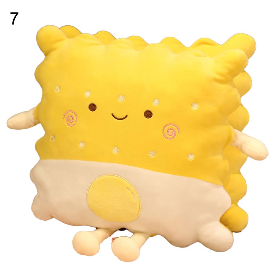 Stuffed Pillow Cartoon Convenient Yellow Sandwich Biscuits Plush Cushion for Kids