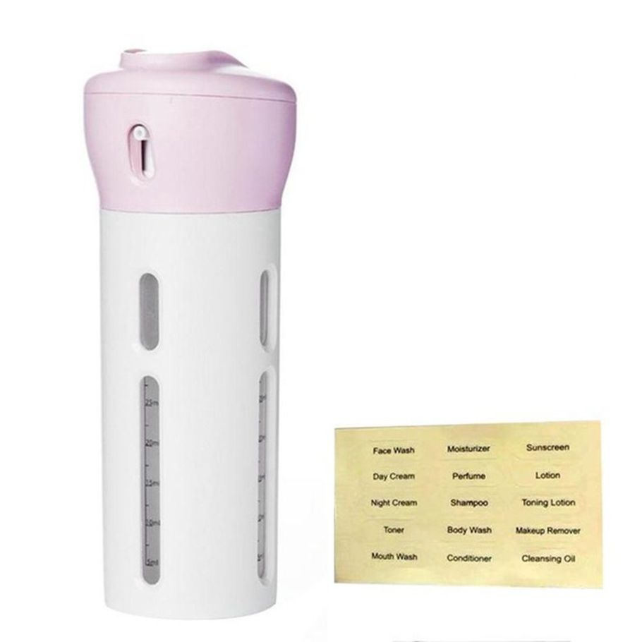 Portable 4 In 1 Lotion Dispenser Bottle Travel Emulsion Bottling Shampoo-Pink