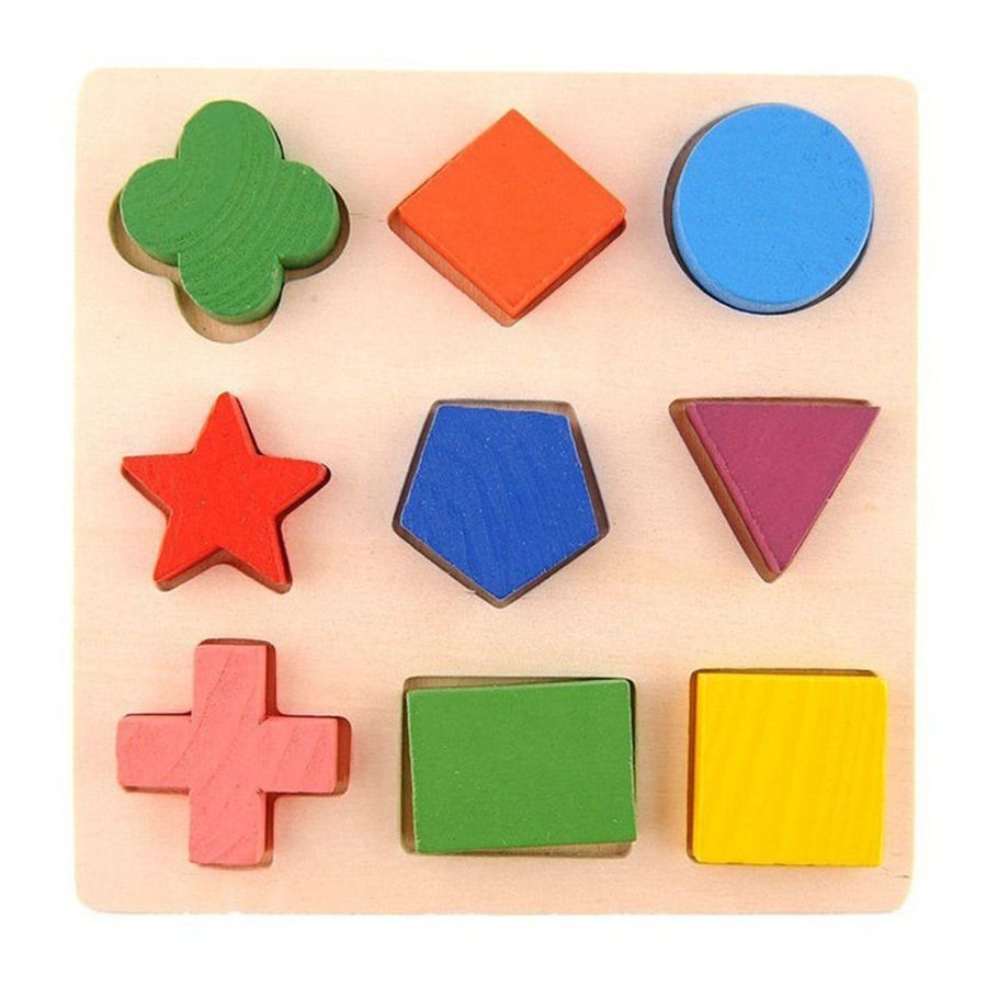 TE Children Baby Wooden Geometry Block Puzzles Early Learning Educational Toy