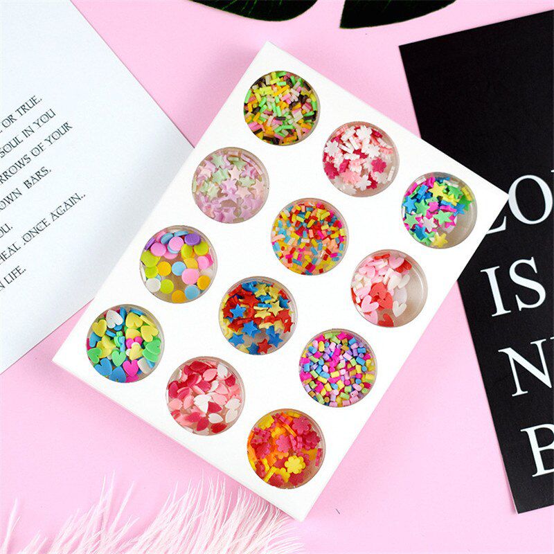 12pcs/set Slime Accessories Fruit Slices Filler Handmade Nail Beauty DIY Decoration Cake Sprinkles Mud Particle Toy for children