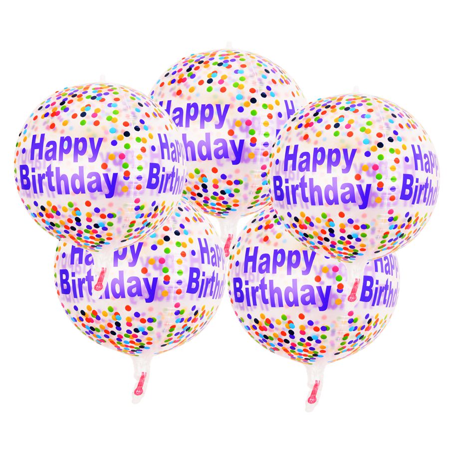 5Pcs/Set Birthday Balloons Strong Colorful 4D 4 Colors Optional Round Shaped Party Decorative Balloons for Home