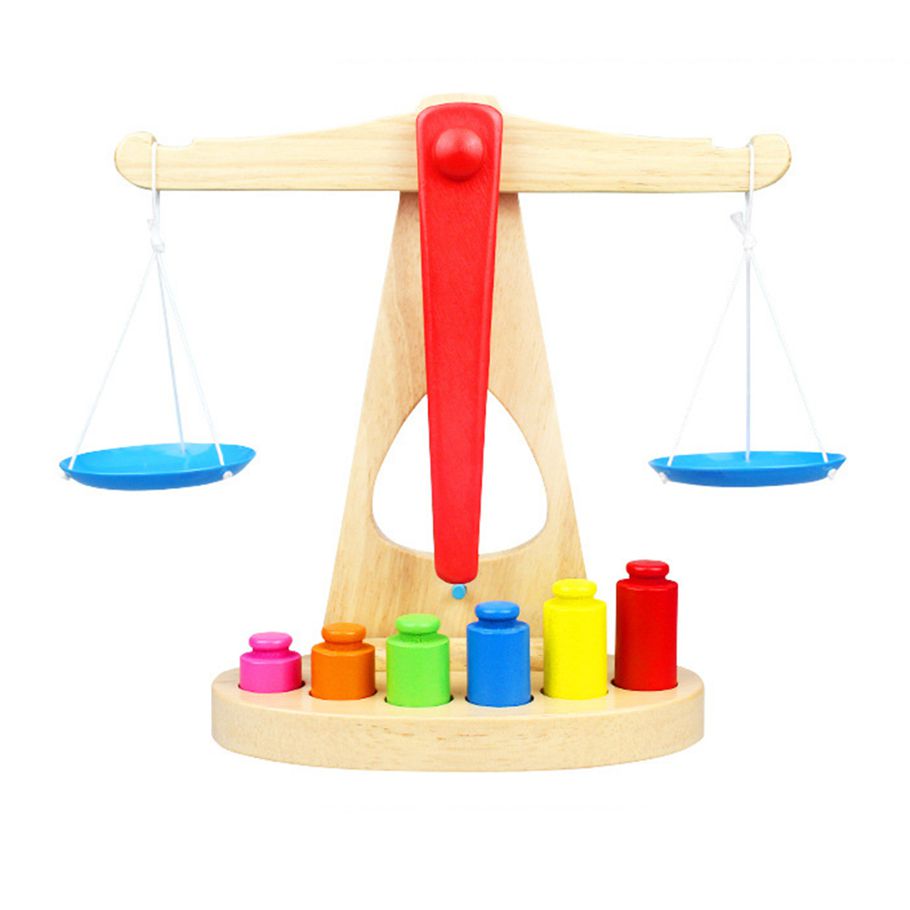 Creative Children Wooden Toy Simulation Balance Scales Early Educational Toy Weighing Apparatus Model Parent-child Interaction Toy