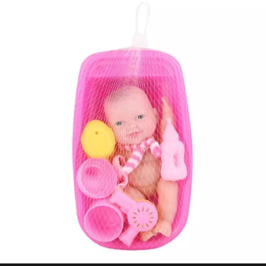 Toy Doll But Tub Set- Pink