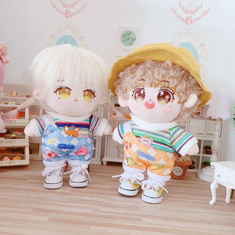 Doll Clothes Plaid Design Comfortable to Touch Fabric Doll Toy Suspender Trouser for Entertainment