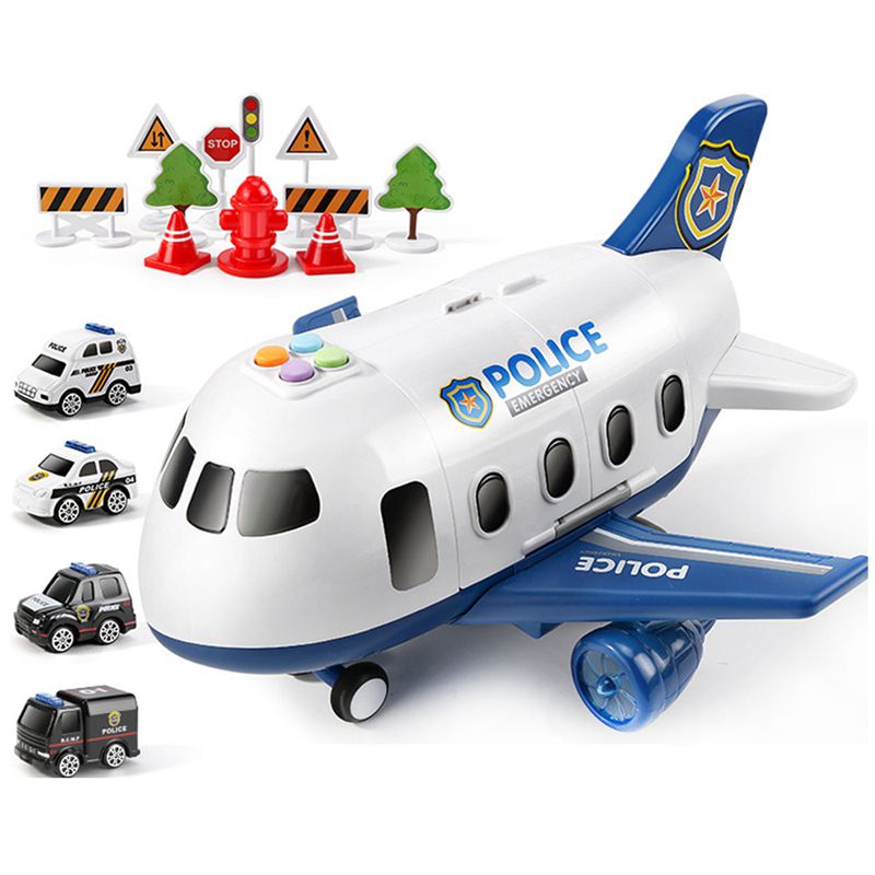 Music Light Inertia Children's Gifts Airplane Toy with Alloy Truck