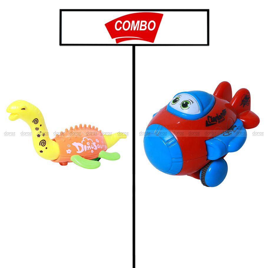 DINOSAOUR TOY & CARTOON FACE TOY PLANE COMBO COMBO