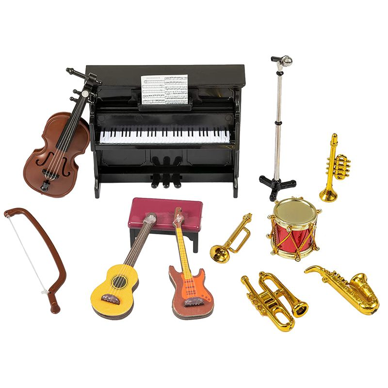 BRADOO Dollhouse Miniature Musical Instrument Set 12PcsMini Dollhouse Musical Instrument Model Dollhouse Decoration Accessories