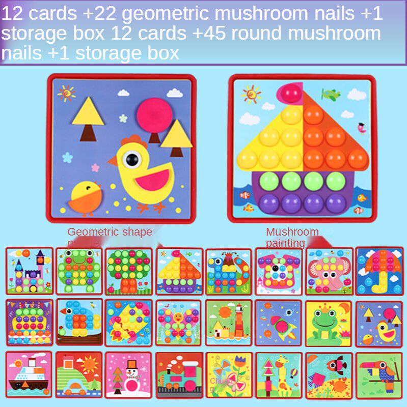 Children's Early Education Puzzle Toy Baby Boys Girls 3D Puzzle Games DIY Mushroom Nail Game Kids Early Educational Toys