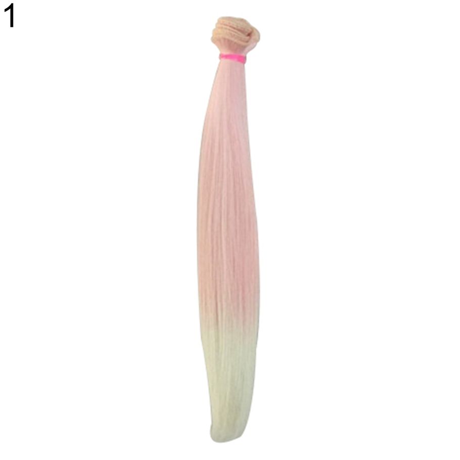Gradient Long Straight Wig Synthetic Hair Extension cessory for DIY BJD Doll