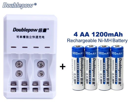 [Ready Stock]//Doublepow//[DP-D03]//Battery Charger//[AA/AAA/C/D/9V]//with//DoublePow//[1200mAh//AA]//[4pcs]//Batteries////ST