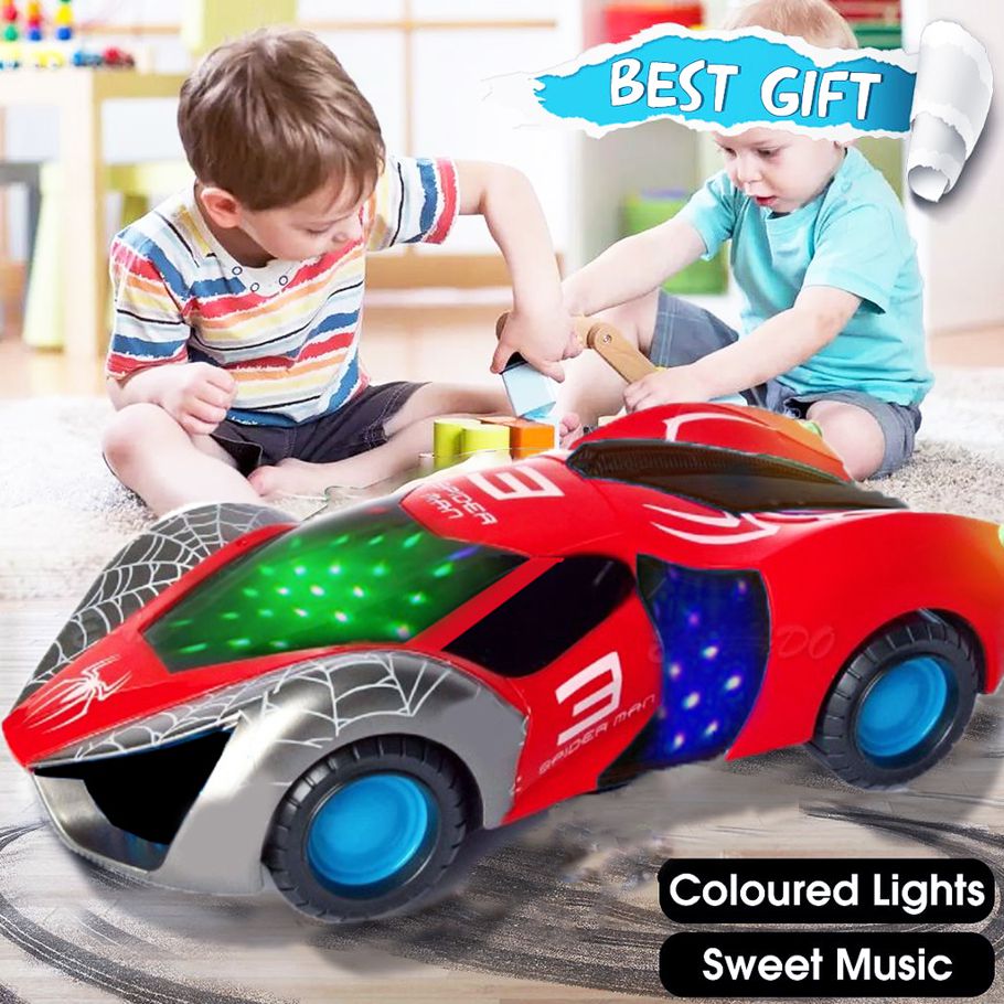 Spiderman 3D LED Light Car Toys Electronics Flashing Lights Music Sound & Fiction Car
