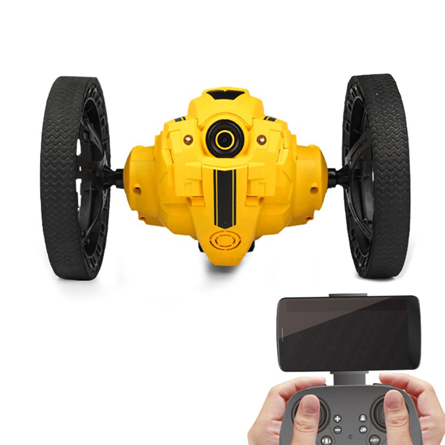 2.4G RC Flexible Wheels Rotation LED Light Bounce Jumping Robot Car Kids Toy