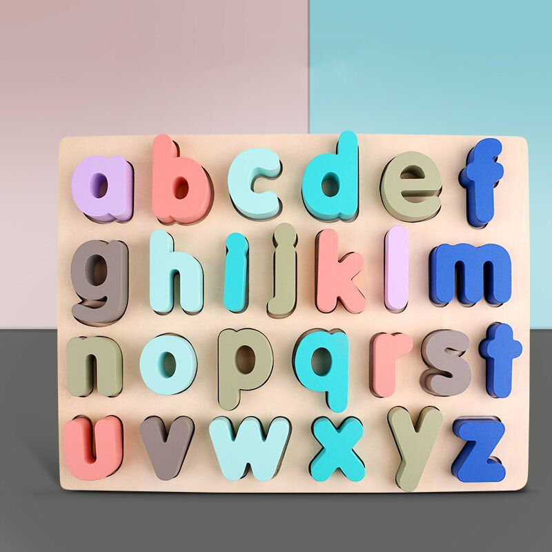 Kids Wooden Montessori Toys Dil Alphabet Shape Matching Math Puzzle Preschool Learning Educational Toys For Child Gifts
