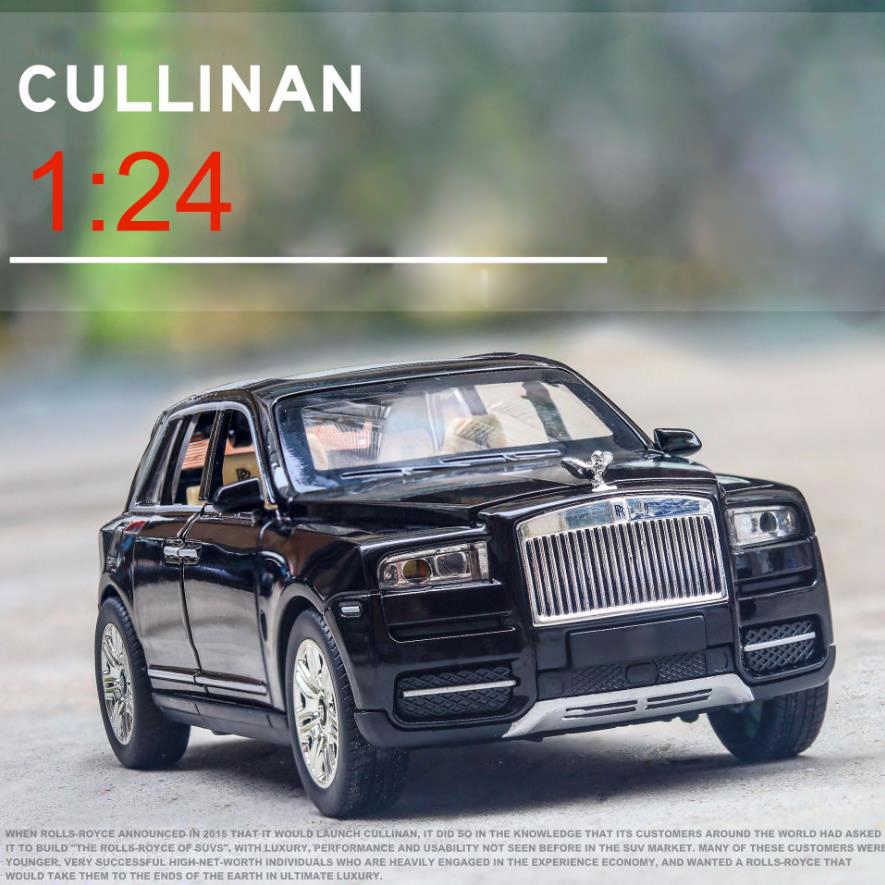 1:24 Rolls Royce Cullinan Diecast Metal Car Luxury SUV Alloy Model Car Simulation Sound Light Pull Back Car Toy For Kids Gift