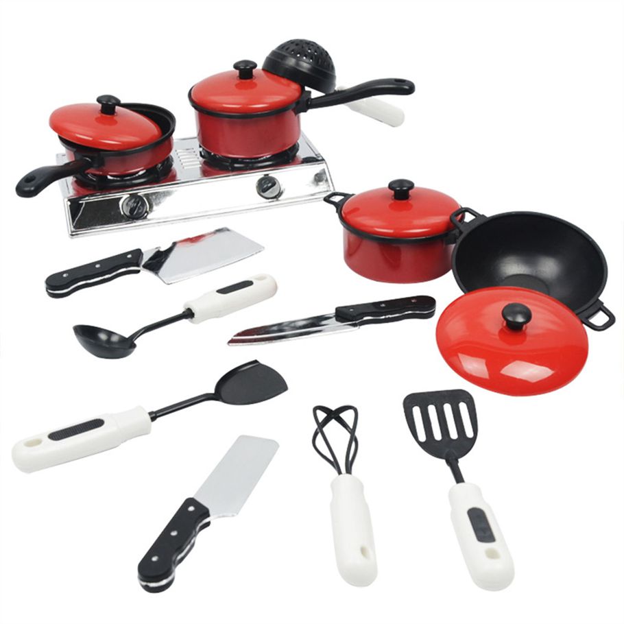 13Pcs/Set Cookware Toy Smooth Edge Simulation Teaching Plastic Kitchen Pretend Play Toys for Kids