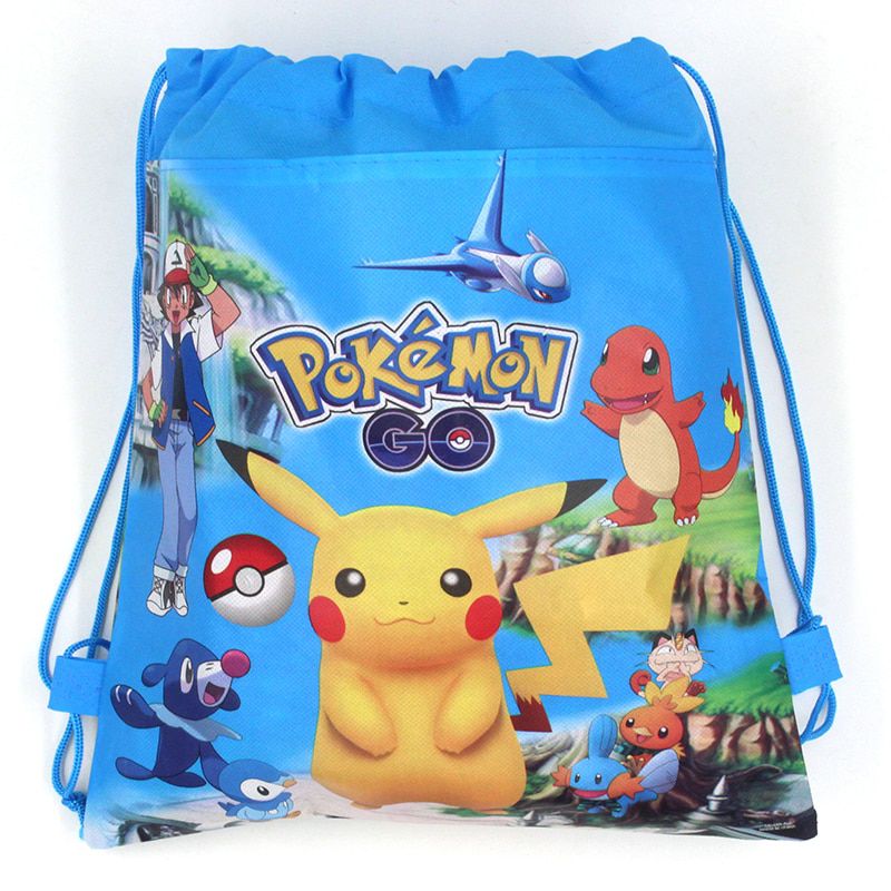 Pokemon Drawstring Pocket Storage Bag Plush Toy Anime Figure Pikachu cute casual Model xxx boys and girls Kids Party Gift