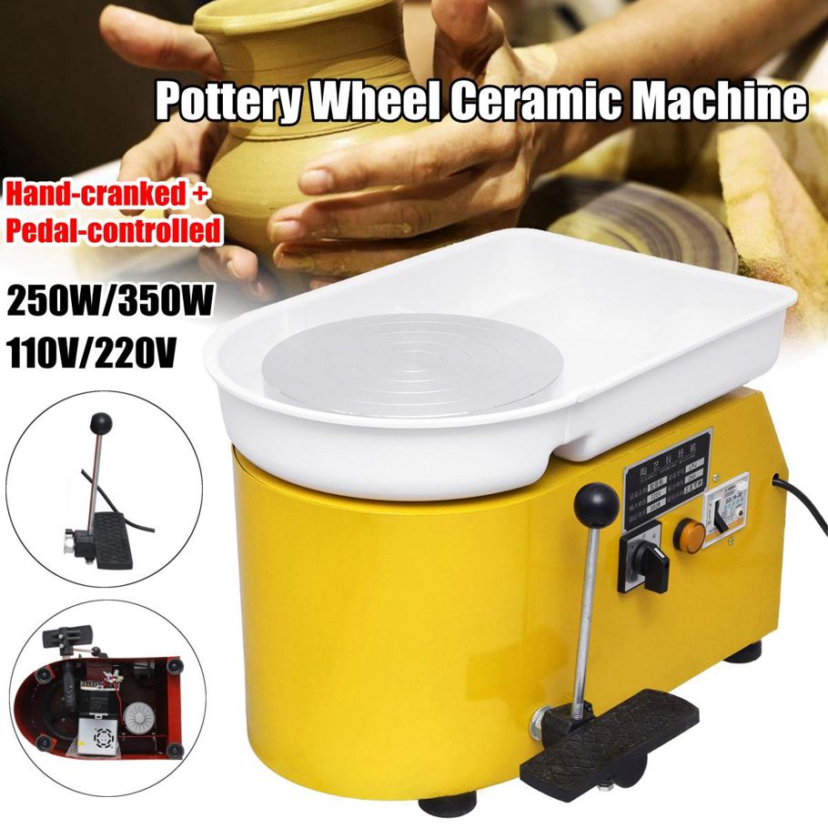 550W Electric Pottery 25CM Wheel Stationery Ceramic Machine For Work Clay Art Craft 220V - Yellow (yellow) 220 V