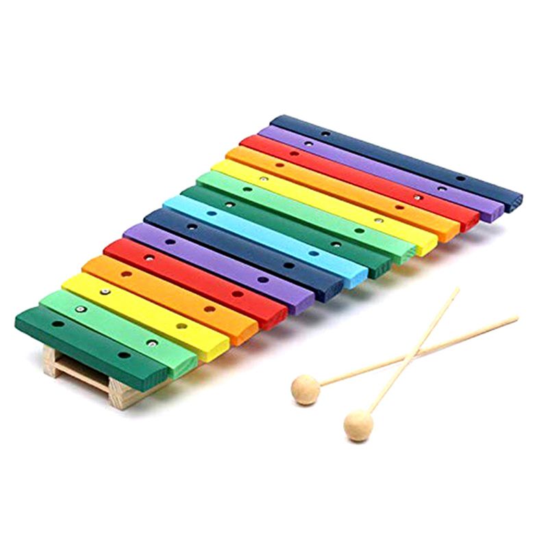 BRADOO-15 Tone Colorful Wooden Glockenspiel Xylophone Educational Percussion Instrument Toy Education Musical Instruments