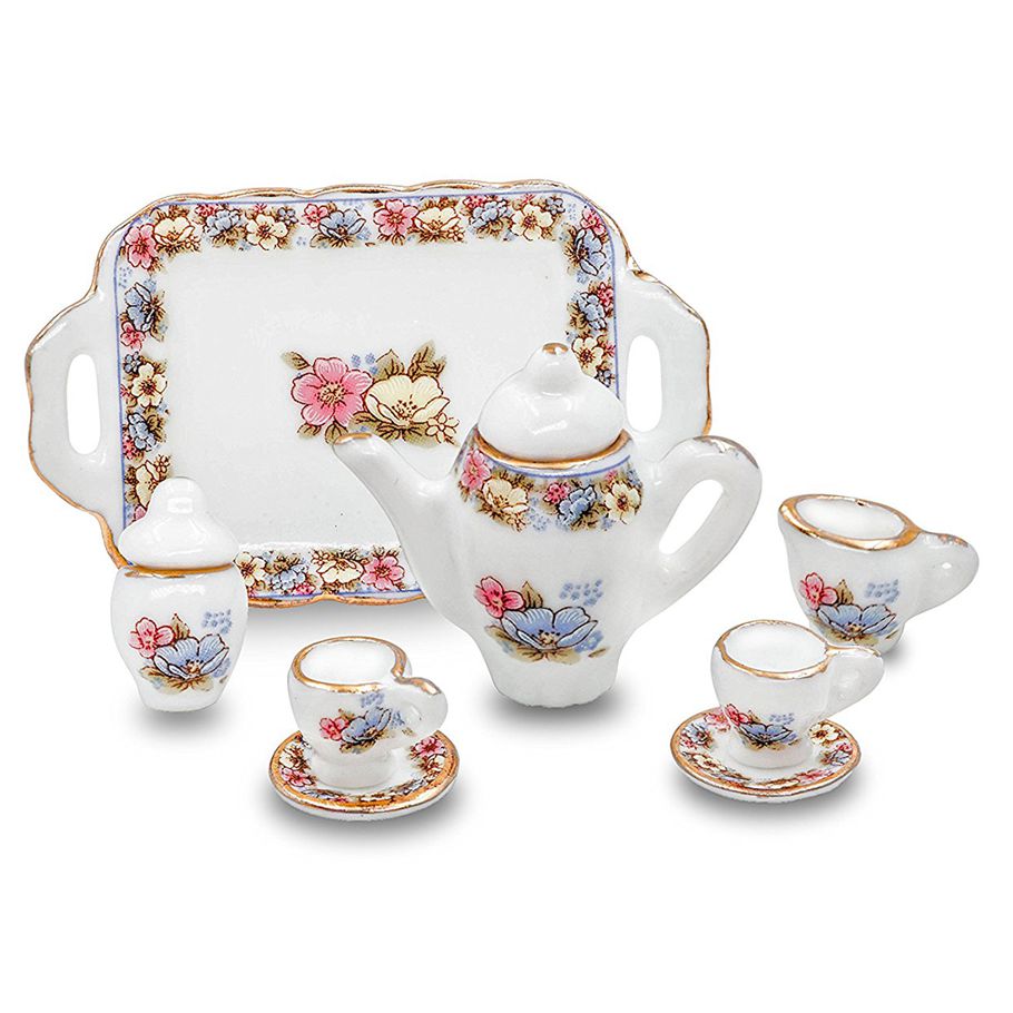 Harmony Porcelain Miniature Teapot Set Dollhouse Kitchen Accessories