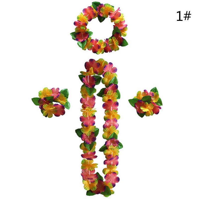 4Pcs/set Hawaiian Flower leis Garland Necklace DIY Decoration Fancy Dress Party