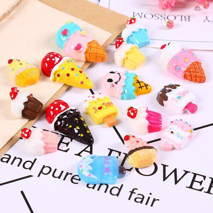 10PCS Slime Charms With Donut Candy Sugar Chocolate Cake Resin Flatback of Slime Beads for Ornt Phone Case Decoration