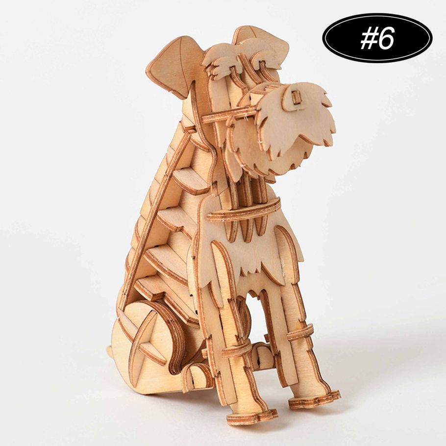 3D Wooden Puzzle Toys Games Assembly Model Laser Cutting DIY Animal Cat Toys Wood Craft - Mini Schnauzer
