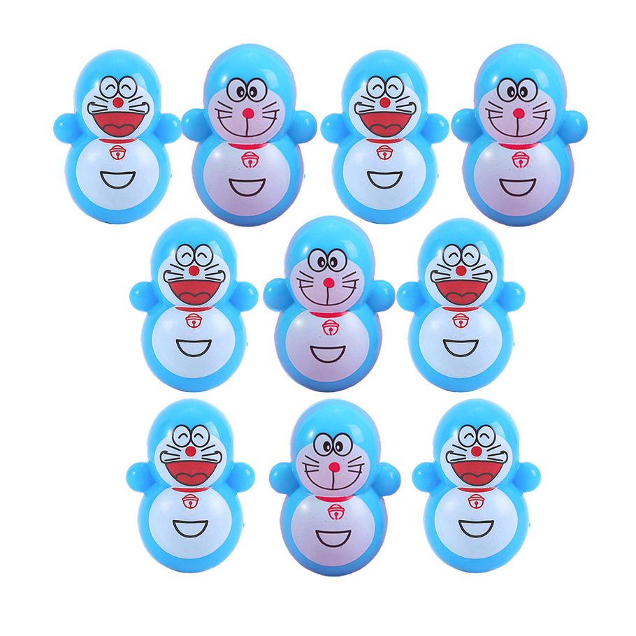 10Pcs/Set Tumbler Toy Cartoon Stress Relief Mini Fidget Decoration Doraemon Decompression Toy for Kids