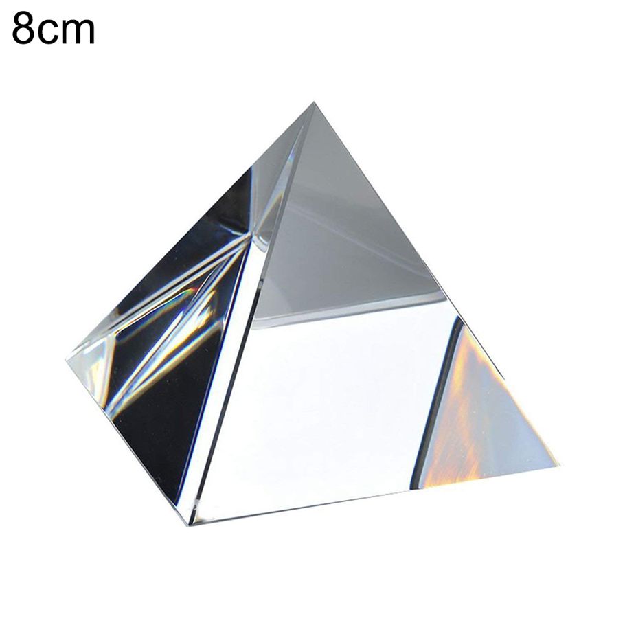 5/6/7/8cm Clear Glass Faux Crystal Pyramid Prism Crafts Home Office Ornament
