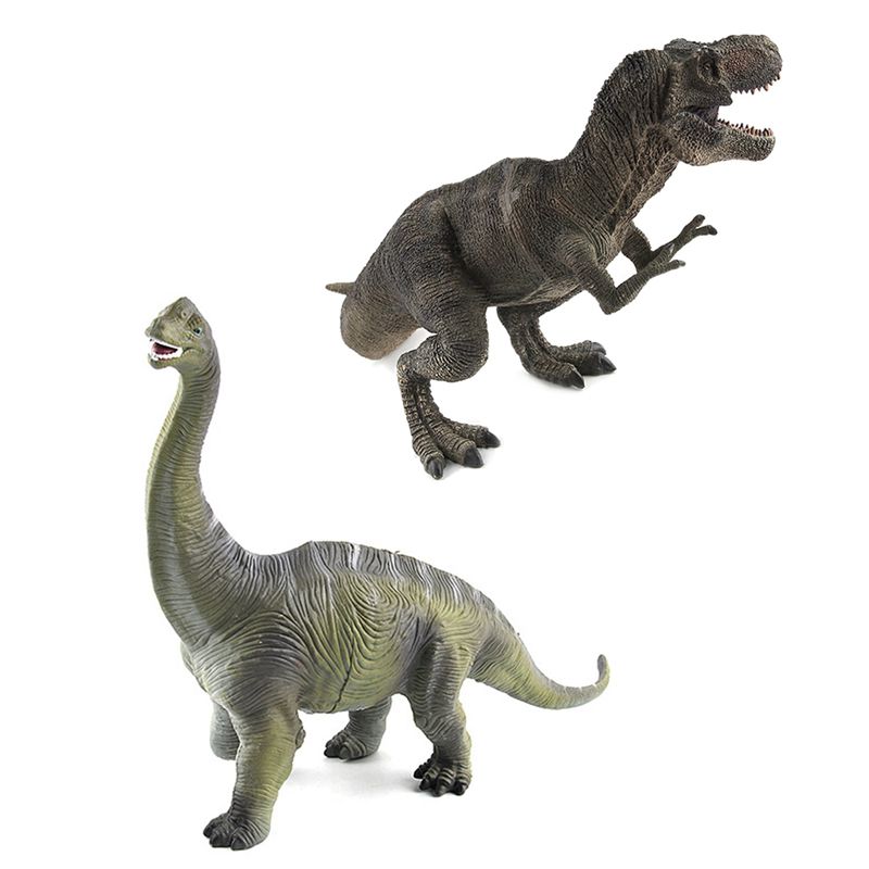 Big Size Jurassic Wild Life Tyrannosaurus Rex Dinosaur Toy Plastic Grey & Brachiosaurus Dinosaur Toy Green