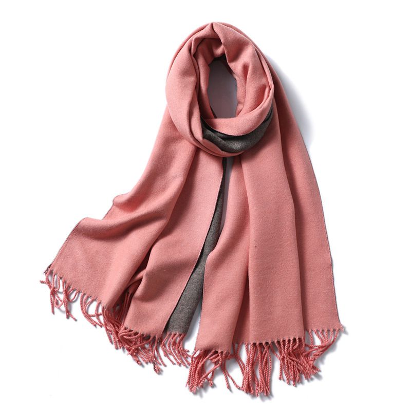 Scarf for Women Thick Shawls Wraps Lady Solid Scarves Fashion Tassels Pashmina Blanket Pink