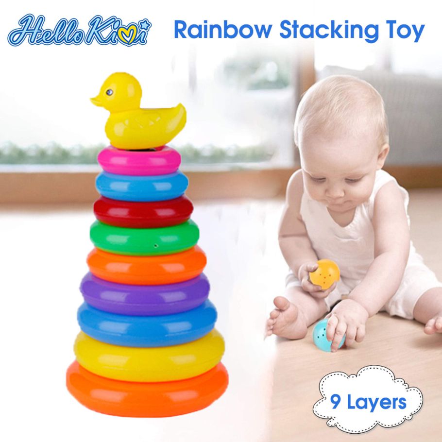 Rainbow Colour Pyramid Ring Puzzle Toy for early Learning Baby