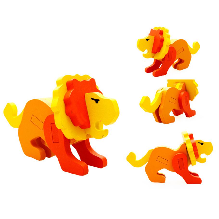 Jigsaw Smooth Surface Educational Toy Wood Colorful Three-dimensional Animal Shape Puzzle for Gift