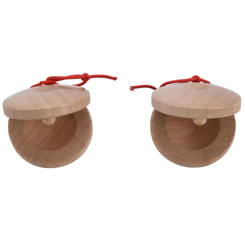A pair of wooden flaco musical instent castanets of wood color percussion instent