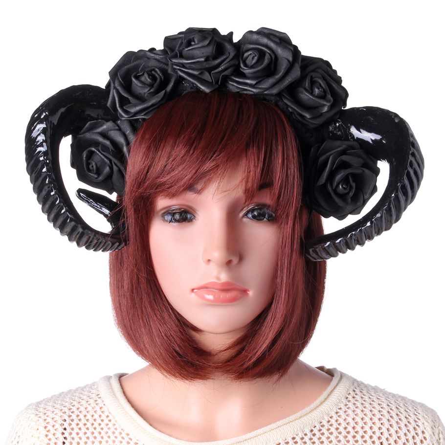 Rose Sheep Headband Accessory Handmade Demon Evil Gothic Cosplay Prop