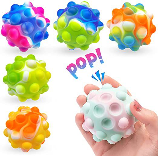 1Pice Pop Stress Balls Fidget Toy,3D Push Bubble Pop Fidget Toy for Its Autism/Autistic Stress Relief,Poppers Sensory Party Favors Ball Fidget Toys Set Gifts for Kids & Adults